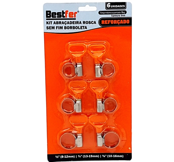 ABRAC. ROSCA S/FIM BORBOLETA KIT 6PÇS INOX