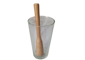 COPO DE VIDRO E SOCADOR DE MADEIRA  , KIT CAIPIRINHA