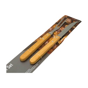 KIT CHURRASCO GARFO E FACA 34,5 CM COM CABO DE MAD  20301