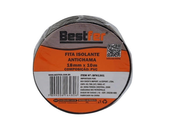 FITA ISOLANTE PRETA ANTICHAMA 18MMX10M