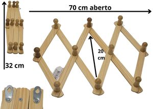 CABIDE PAREDE RETRATIL MADEIRA 32 CM SANFONADO