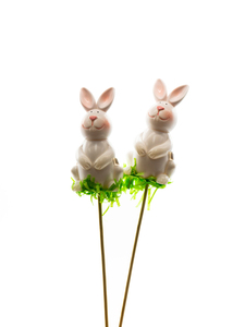 DECORAÇÃO PASCOA COELHOS NO PALITO 10.5 X 6CM 19760