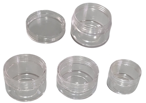 FRASCO MINI POTE 5ML 10ML 15ML KIT 3PCS PLAST. PS 10X10X3CM