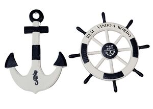 DECORAÇÃO DE MADEIRA TIMÃO 45 CM E ANCORA 46X33 2,5CM