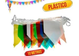 BANDEIRINHA JUNINA PLASTICO 10 M COSTURADA