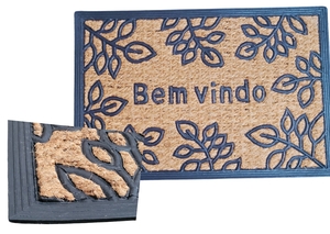 TAPETE BEM VINDO FOLHAS BORRACHA E FIBRA DE COCO 40X60CM