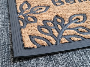 TAPETE BEM VINDO FOLHAS BORRACHA E FIBRA DE COCO 40X60CM