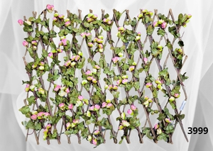 TRELICA EM MADEIRA COM FOLHAS E FLORES 70 CM 20466