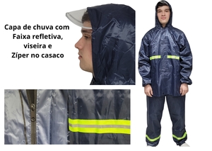 CAPA DE CHUVA ADULTO COM 02 PCS CALÇA E CASACO