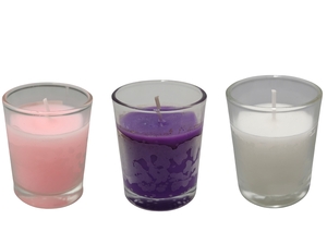 KIT 3 VELAS AROMATICAS CERA, PARAF., MICROCRISTALINA, VIDRO