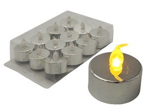 DISPLAY COM 12 VELAS DE LED PLASTICO PRATA 3,8 CM X 1,8 CM