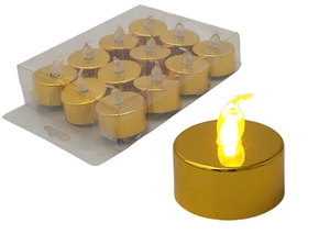 DISPLAY 12 PEÇAS DE VELA LED PLASTICO DOURADA 3,7X1,8CM
