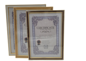 PORTA CERTIFICADO A4 MOLDURA EM PLÁSTICO FRENTE VIDRO 20821