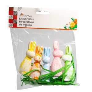 COELHO ESPUMA 5 PCS 8 CM KIT ENFEITE COLORIDO 21016