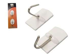 GANCHOS ADESIVO KIT 2 UN FERRO E PLASTICO PP 2,5X4,5X2CM MOA