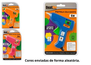 PISTOLA DE COLA BIV. 6W SUP. DE METAL COR. SORT. BEST