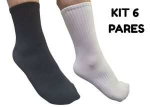 KIT 6 PARES DE MEIAS SOQUETE CANO ALTO SPORT 39-44