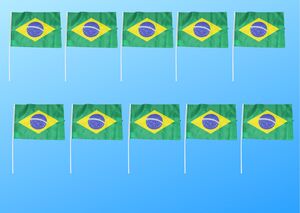 KIT 10 BANDEIRA BRASILEIRA 30X45 CM C/ HASTE