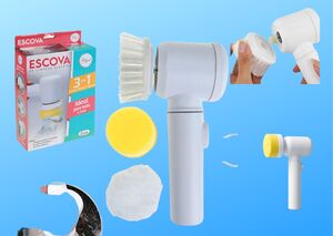 KIT ESCOVA MAGICA ELETRICA DE LIMPEZA 3 EM 1 (ANJ.GG)