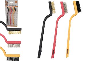 ESCOVA DE ACO CABO PLASTICO 3 UND 17 CM X 2 CM 20807