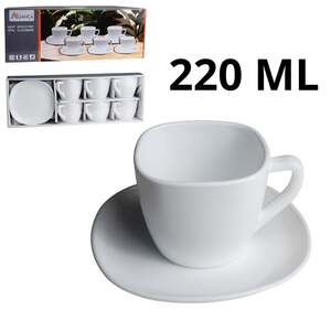 JOGO DE 6 XICARAS BRANCA 220 ML COM 6 PIRES LISOS