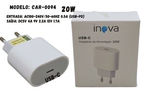 FONTE CARREGADORA 20W INOVA SEM CABO USB-C CAR-0094