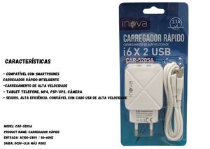 CARREGADOR COMPATIVEL IPHONE I6 3.1A  CAR-5205