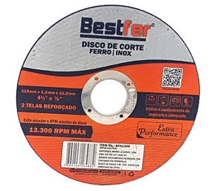 DISCO DE CORTE P/FERRO/INOX 115X1.2X22.2MM 4 1/2X7/8