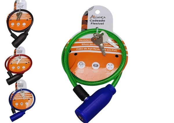 CADEADO DE BICICLETA 7MMX 60CM 19610