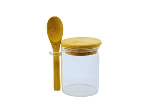 POTE DE VIDRO RED. 200ML COM TAMPA E COLHER DE BAMBU 19992