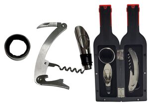 KIT VINHO 3PCS GARRAFA PLAST. ABS E AÇO INOX 6CM X 6CM X 2CM