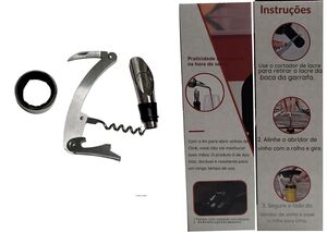 KIT VINHO 3PCS GARRAFA PLAST. ABS E AÇO INOX 6CM X 6CM X 2CM