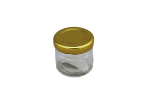 POTE DE VIDRO 25ML  C/ TAMPA DE ROSCA DOURADA  20142