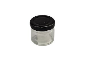 POTE DE VIDRO 25ML  C/ TAMPA DE ROSCA PRETA  20144