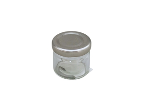 POTE DE VIDRO 40ML  C/ TAMPA DE ROSCA PRATA 20140
