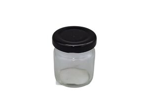 POTE DE VIDRO 40ML  C/ TAMPA DE ROSCA PRETA  20141