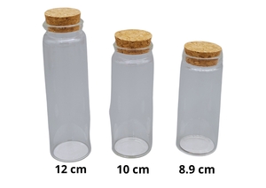 POTE DE VIDRO C/ TAMPA DE CORTICA 80ML  3,7CMX10CM 20129