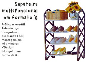 SAPATEIRA DE METAL C/ TECIDO 4 ANDARES 58,5X18,5X42 CM 20187