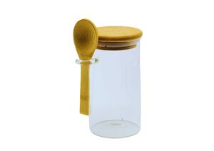 POTE DE VIDRO RED. 300ML C/ TAMPA E COLHER DE BAMBU 19993