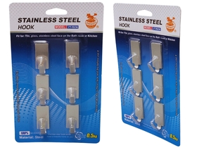 GANCHO ADESIVO INOX 6PCS 1,5CM X 4CM 20395