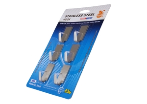 GANCHO ADESIVO INOX 6PCS 1,5CM X 4CM 20395