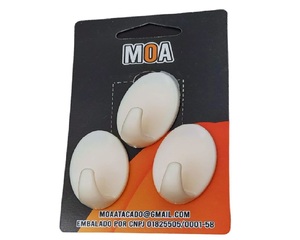 KIT 3 GANCHOS PLASTICO KIT 3 UN 5X2,5X2CM MOA